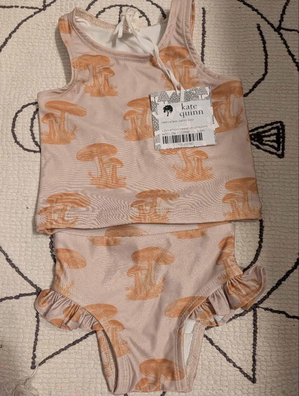 kate quinn Peach Mushroom Ruffle Two-Piece Swim Set